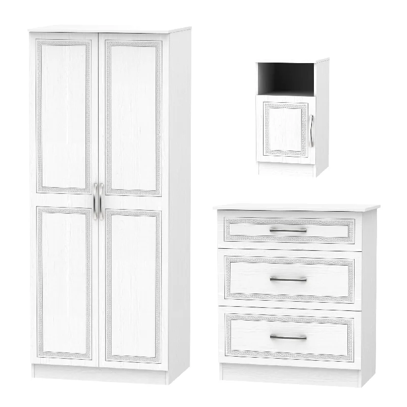 Dakar Ready Assembled Bedroom Furniture Set 3 Piece  - Signature White