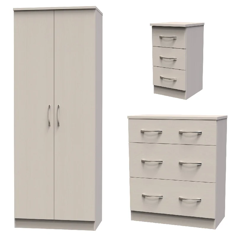 Seville Ready Assembled 3 Piece Bedroom Furniture Set - Kashmir Ash / Kashmir Ash