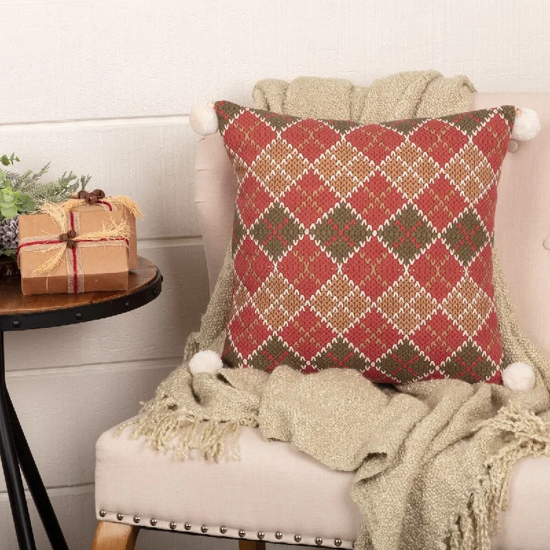 Argyle Diamond Christmas Pillow 18x18