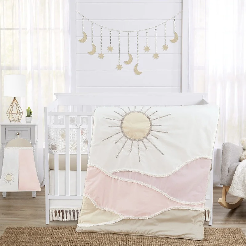 Boho Desert Sun Girl Sweet Jojo Designs 6p Crib Bedding + BreathableBaby Breathable Mesh Liner Bohemian Taupe