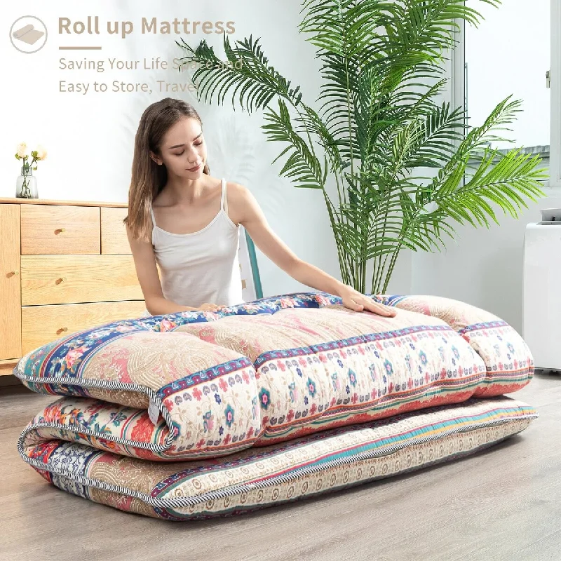 Boho Floral Pattern Japanese Floor Futon Mattress