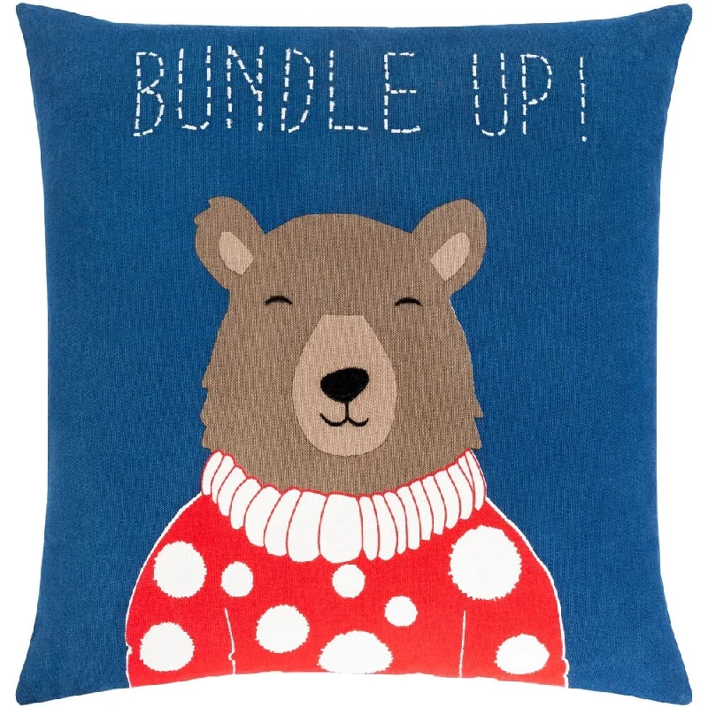 Brooklyn Holiday Bear 22-inch Down or Poly Throw Pillow