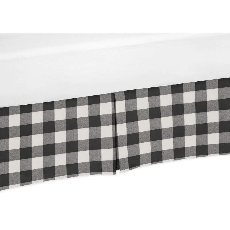 Buffalo Plaid Collection Boy or Girl Crib Bed Skirt - Black and White Check Rustic Woodland Flannel