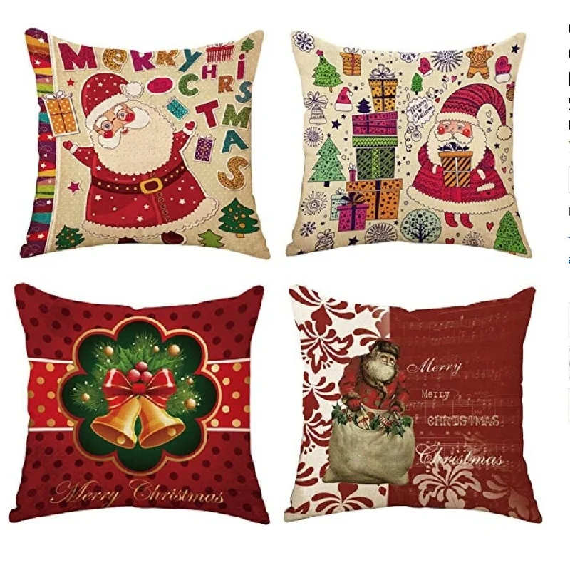 Christmas Theme Vintage Pillow Case 18 x 18 (set of 4) [Christmas-c]