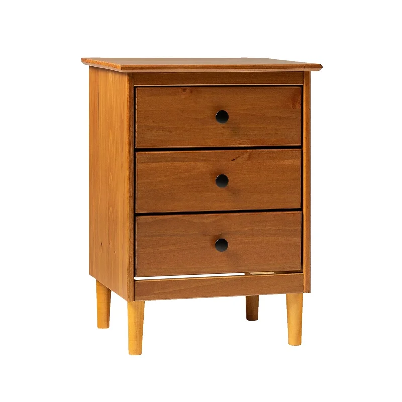 Classic 3-Drawer Solid Wood Bedroom Nightstand,Living Room Nightstand-Caramel