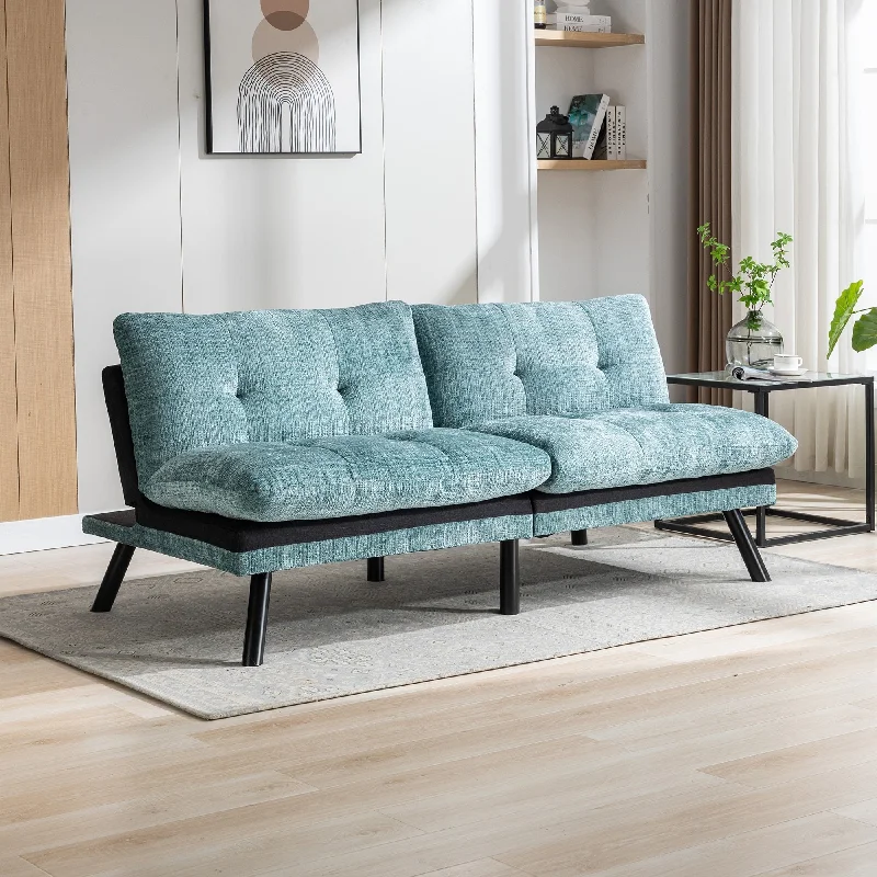 Convertible Loveseat Futon Sofa Bed with Metal Legs