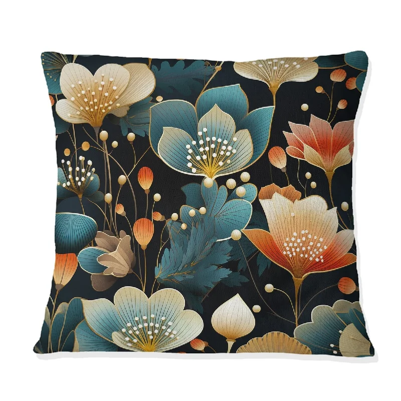 Designart "1950s Miami Deco Petal Splendor I" Botanical Printed Throw Pillow