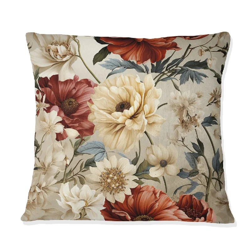 Designart "Antique Garden II" Plants Printed Throw Pillow