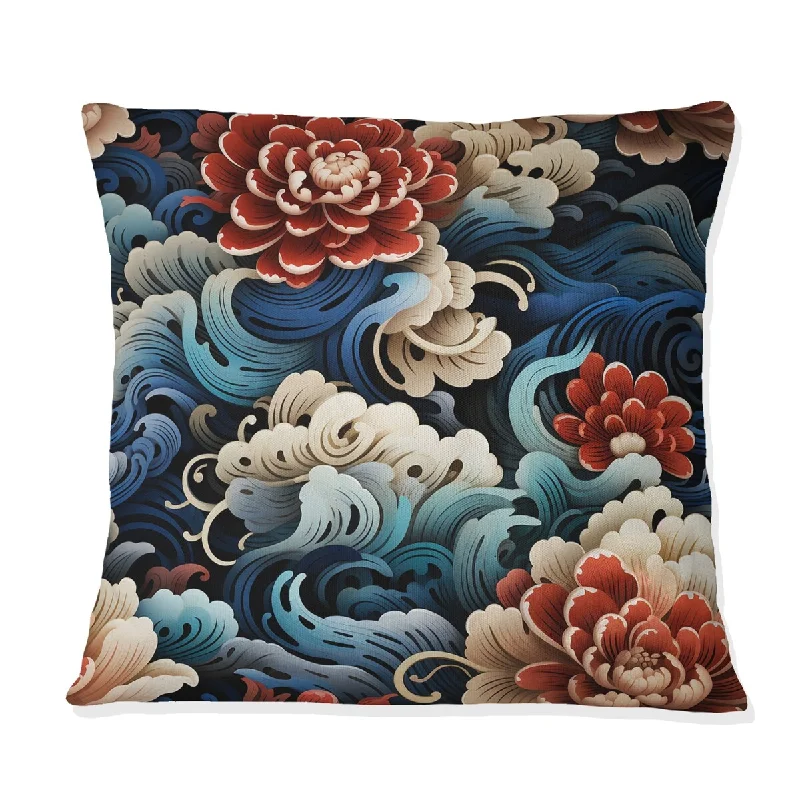 Designart "Asian Artistry Floral II" Oriental Printed Throw Pillow