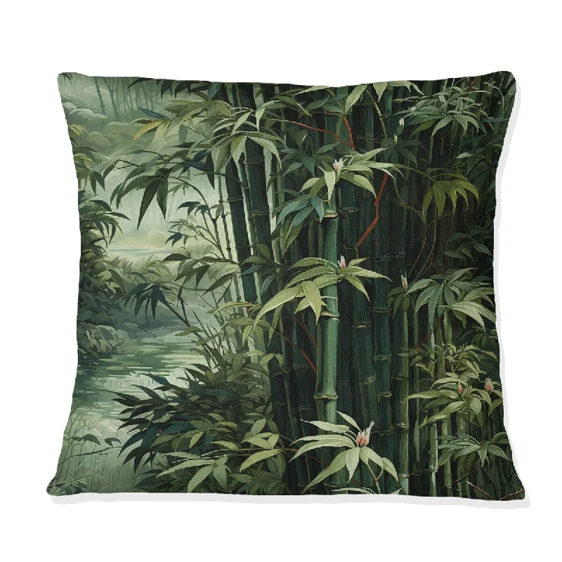 Designart "Bamboo Forest Allure I" Floral Printed Throw Pillow