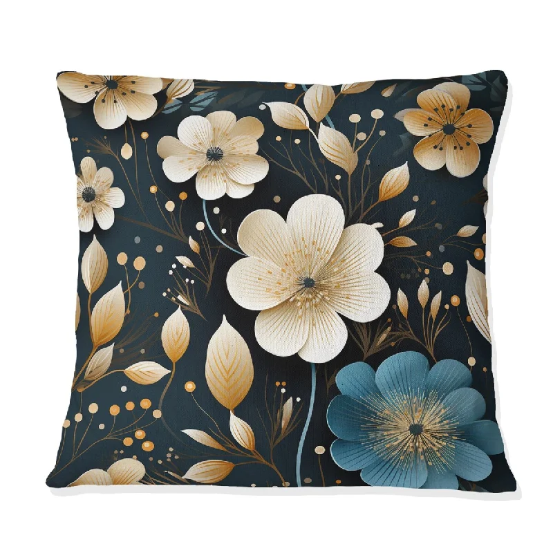 Designart "Beige Coastal Elegance Floral Pattern" Floral Printed Throw Pillow