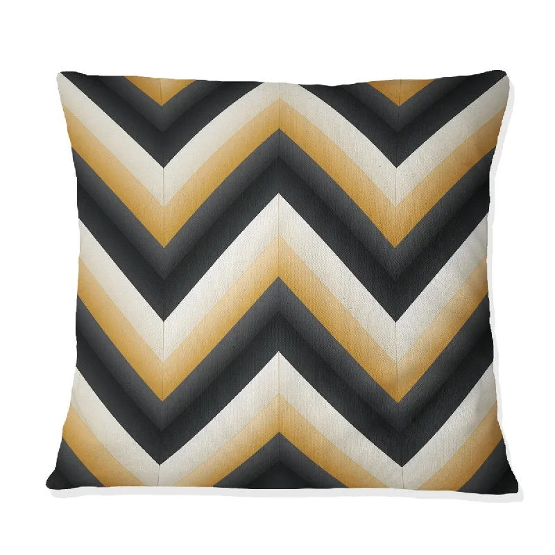 Designart "Black And Golden Yellow Geometric Chevron" Geometric Printed Throw Pillow