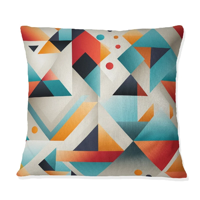 Designart "Blue And Orange Geo Haze" Geometric Printed Throw Pillow