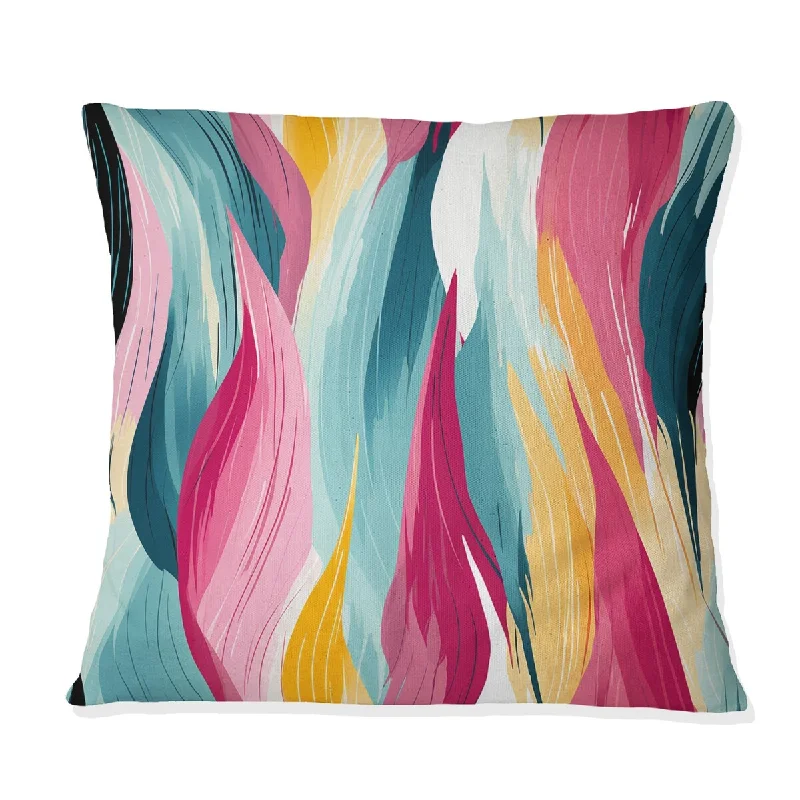 Designart "Blue And Pink Waves Striped Pattern I" Striped Printed Throw Pillow