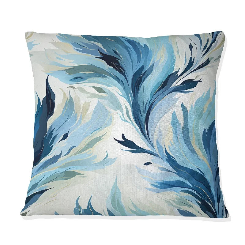 Designart "Blue And White Coastal Ikat Breeze" Ikat Printed Throw Pillow