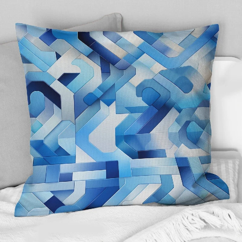 Designart "Blue And White Striped Symmetry" Geometric Printed Throw Pillow