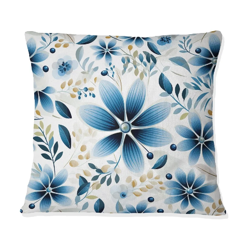 Designart "Blue Coastal Harmony Floral Pattern V" Floral Printed Throw Pillow