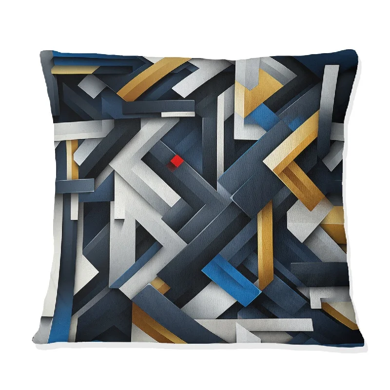 Designart "Blue Industrial Geometry Shape Melody" Geometric Printed Throw Pillow