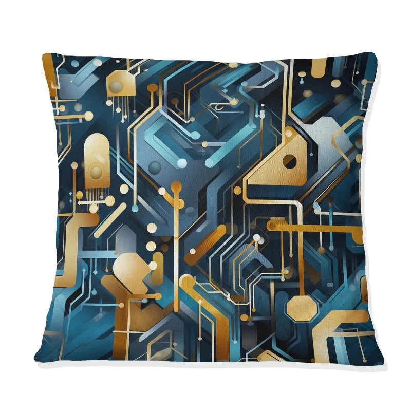 Designart "Blue Matrix Geometric Reflections" Geometric Printed Throw Pillow