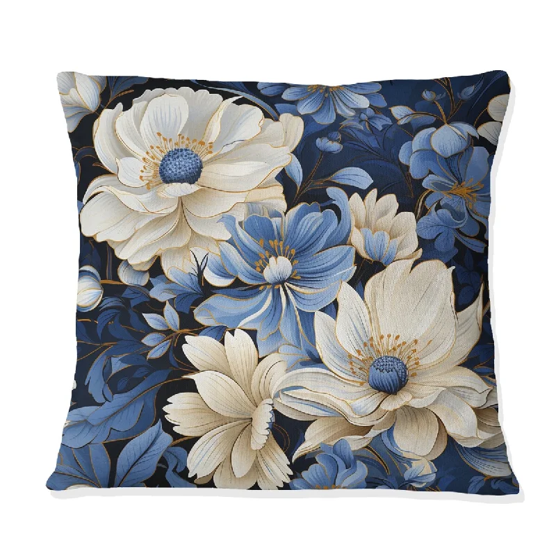 Designart "Blue Oasis Floral Blooming Garden I" Floral Printed Throw Pillow