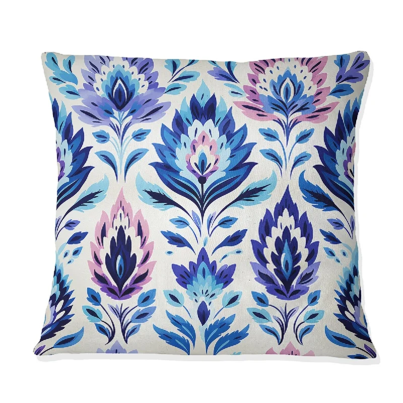 Designart "Blue Tribal Ikat Harmony Embrace" Ikat Printed Throw Pillow