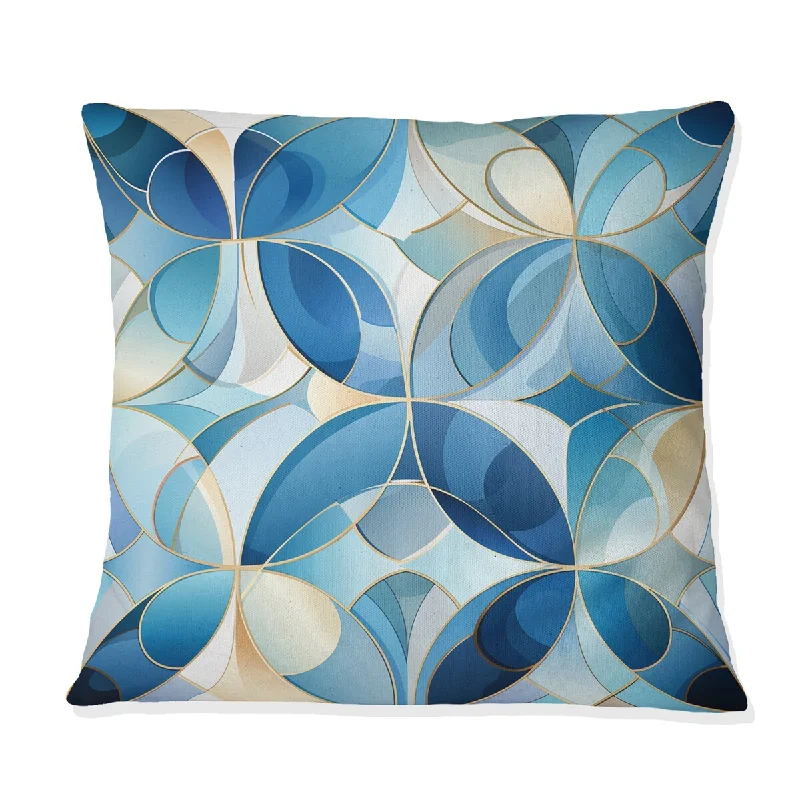 Designart "Coastal Blue Tiles Geometric" Geometric Printed Throw Pillow