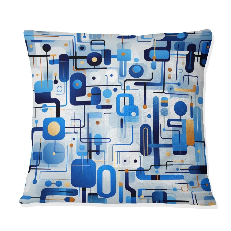 Designart "Cobalt Blue And White Grid Geometric" Geometric Printed Throw Pillow