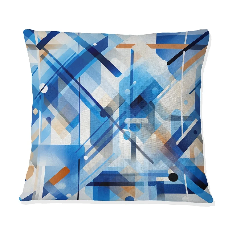 Designart "Cobalt Blue And White Grid Geometric II" Geometric Printed Throw Pillow