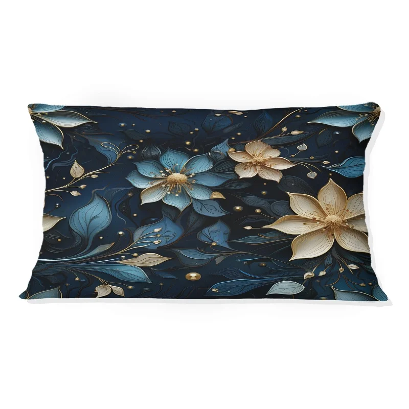 Designart "Cosmic Noir Moody Patterns III" Floral Printed Throw Pillow