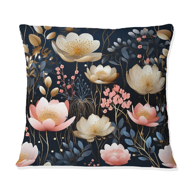 Designart "Cottage Pink White Garden Harmony I" Floral Printed Throw Pillow