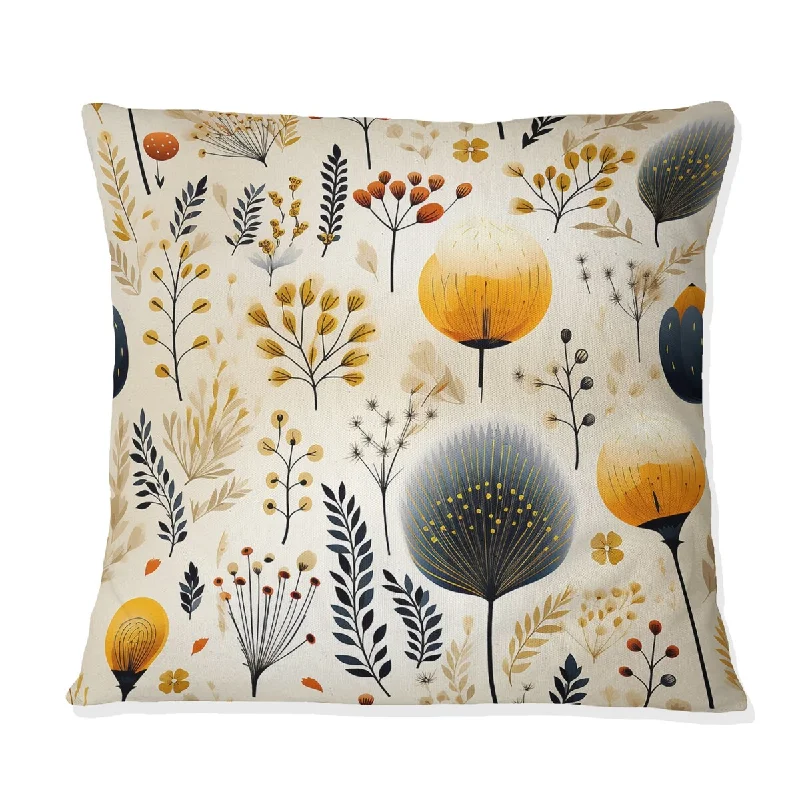 Designart "Cottage Yellow And Beige Garden Grace" Floral Printed Throw Pillow