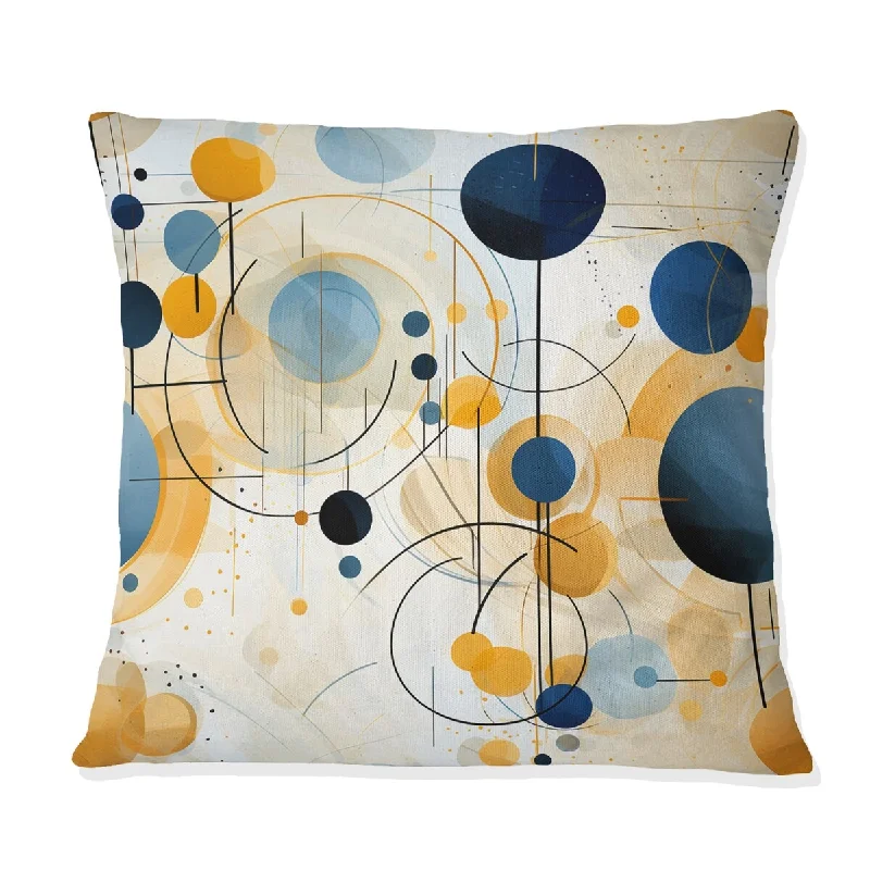 Designart "Earthy Blue Cobalt Circles Geometric" Geometric Printed Throw Pillow