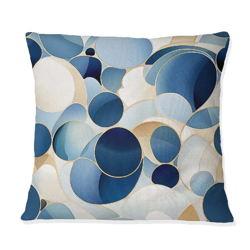 Designart "Earthy Blue Cobalt Circles Geometric I" Geometric Printed Throw Pillow