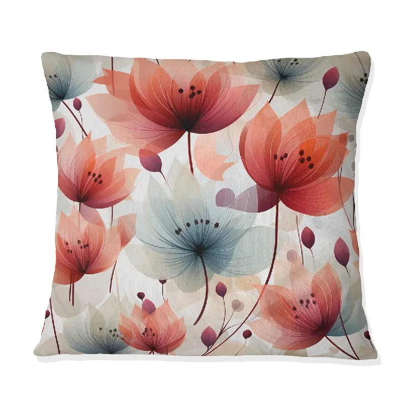 Designart "Elegant Red Floral Pattern" Floral Printed Throw Pillow