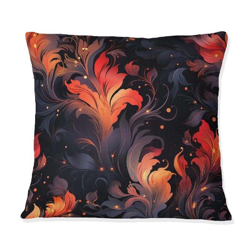 Designart "Ember Twilight Moody Patterns II" Floral Printed Throw Pillow