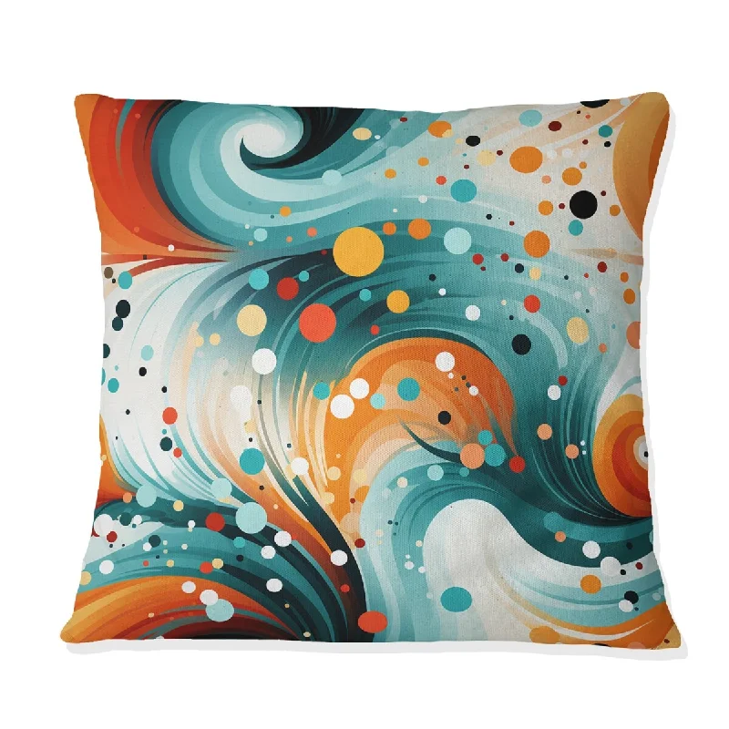 Designart "Enchanted Geometric Teal And Orange Print Storm" Geometric Printed Throw Pillow