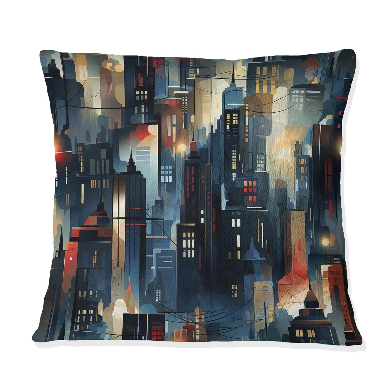 Designart "Geometric Skylines City Pattern I" Geometric Printed Throw Pillow