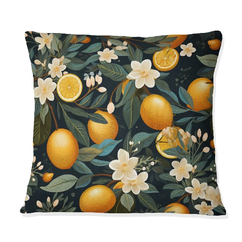 Designart "Green and orange fruits Pattern" Food & Beverage Printed Throw Pillow