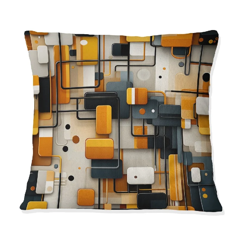 Designart "Grey Industrial Geometric Rectangle Mirage I" Geometric Printed Throw Pillow