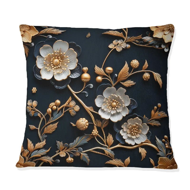 Designart "Imperial Opulence II" Oriental Floral Printed Throw Pillow