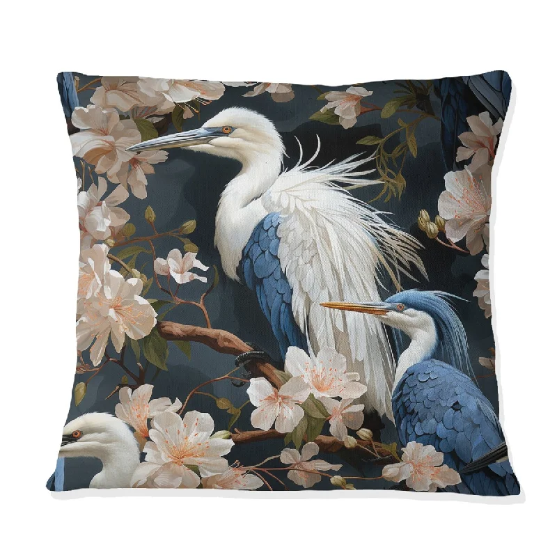 Designart "Indigo Heron Plumage" Animal Printed Throw Pillow