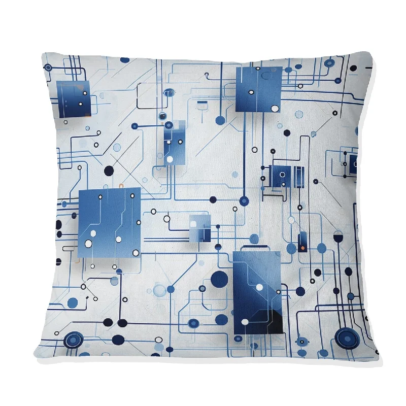 Designart "Industrial Blue Matrix Geometric Pattern" Geometric Printed Throw Pillow