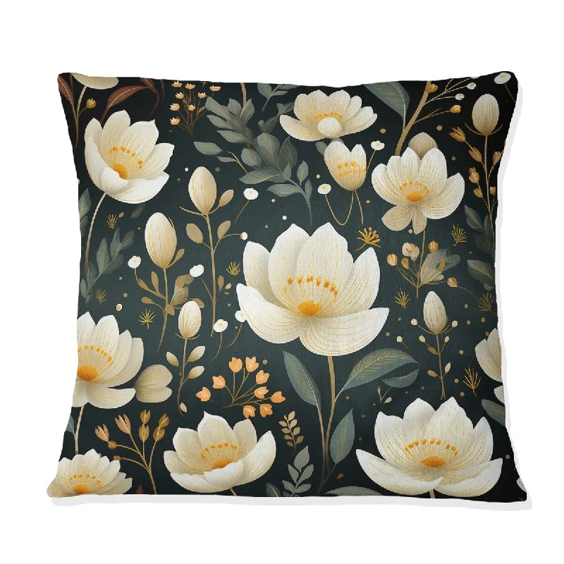 Designart "Ivory Boho Chic Floral Pattern V" Floral Printed Throw Pillow