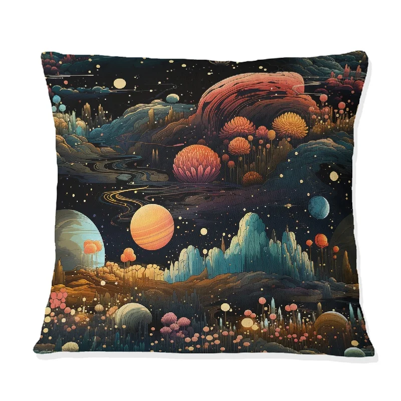 Designart "Landscape In Space Pattern I" Floral Printed Throw Pillow