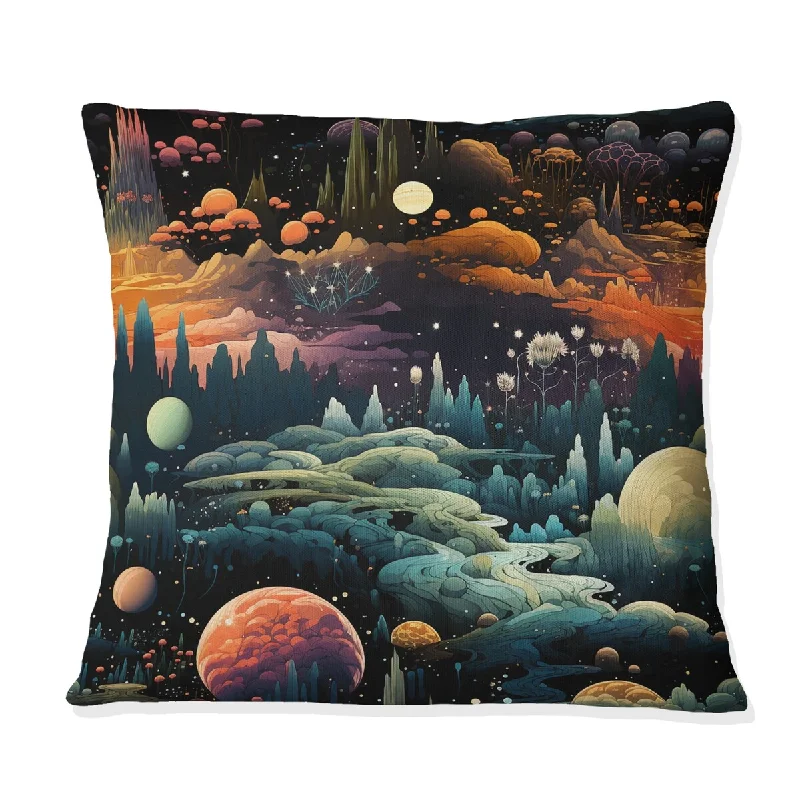 Designart "Landscape In Space Pattern II" Floral Printed Throw Pillow