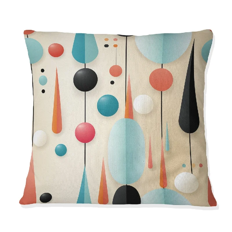 Designart "Mid Century Geometric Blue And Beige Pattern II" Geometric Printed Throw Pillow