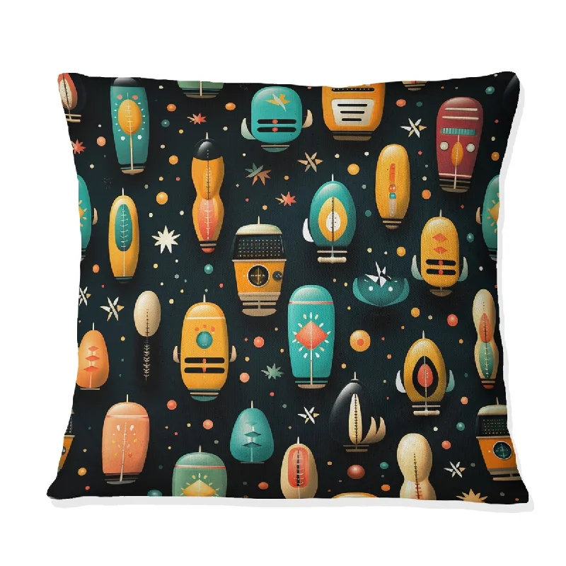 Designart "midcentury milkshake machine kitchen pattern" Food & Beverage Printed Throw Pillow