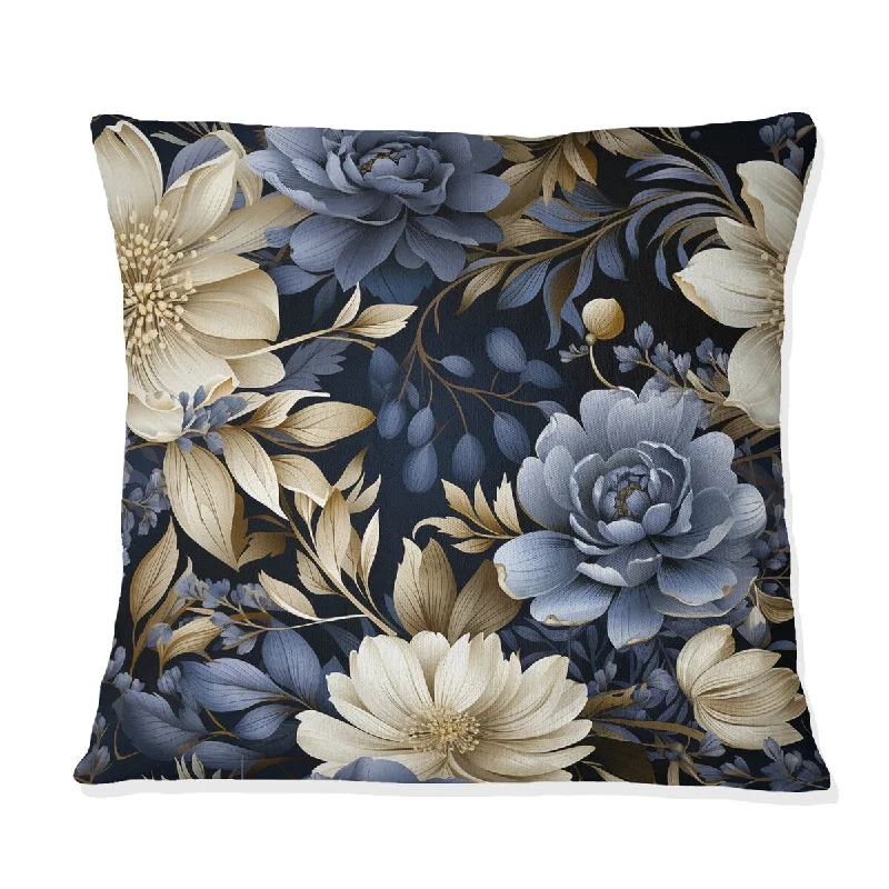 Designart "Midnight Symphony Moody Patterns" Floral Printed Throw Pillow