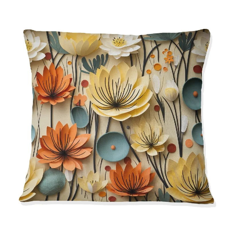 Designart "Mod Botanical Allure I" Midcentury Printed Throw Pillow