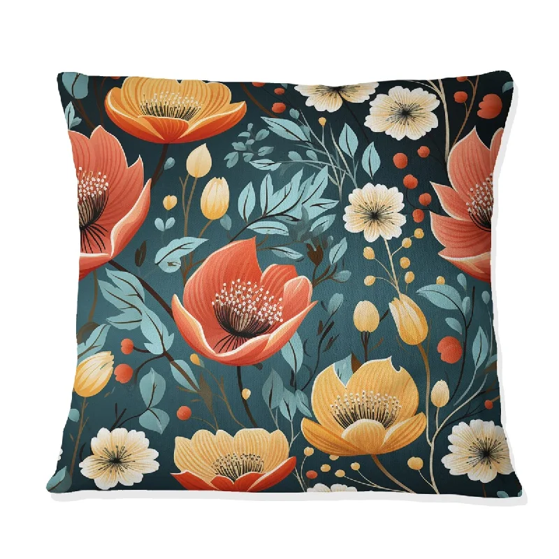 Designart "Mod Botanical Allure" Midcentury Printed Throw Pillow